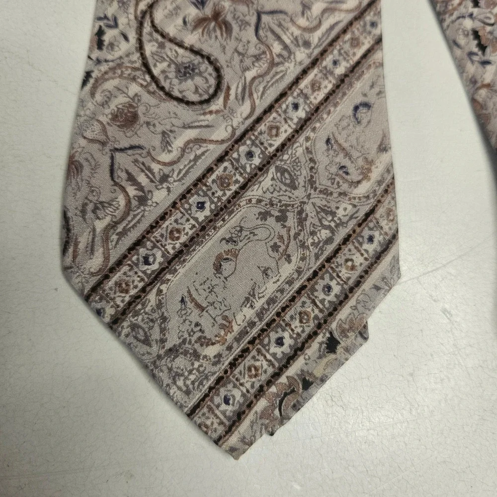 Jacques Fath Paris Mens Silk Tie Lot of 3 Vintage Paisley Geometric Chain France